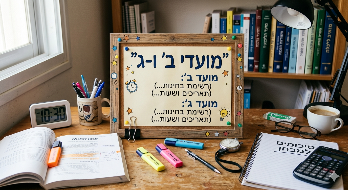 Read more about the article לוח בחינות מועדי ב' ו- ג'